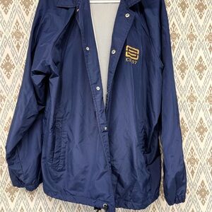 Blue Utility Jacket with Snap Closure and Sporty Style